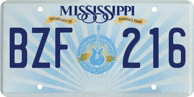 MS license plate BZF216