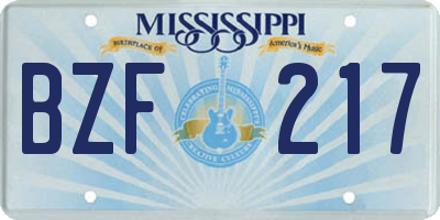 MS license plate BZF217