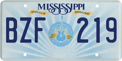 MS license plate BZF219