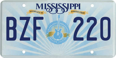 MS license plate BZF220