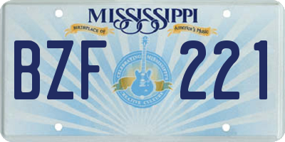 MS license plate BZF221