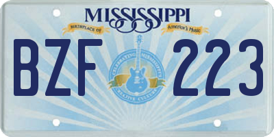 MS license plate BZF223
