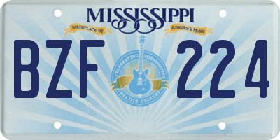 MS license plate BZF224