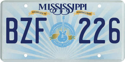 MS license plate BZF226