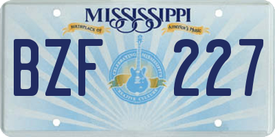 MS license plate BZF227