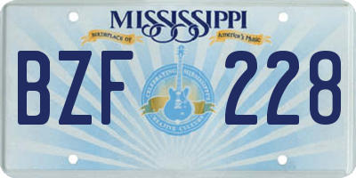 MS license plate BZF228