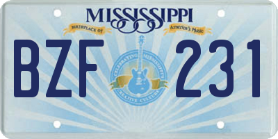 MS license plate BZF231