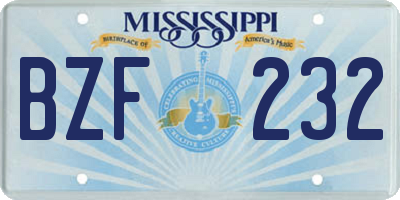 MS license plate BZF232