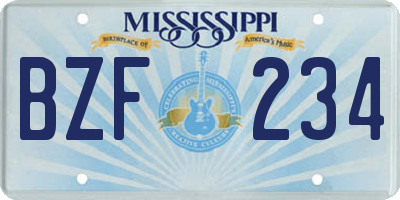 MS license plate BZF234