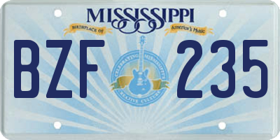 MS license plate BZF235