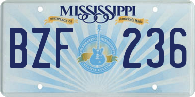 MS license plate BZF236