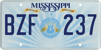MS license plate BZF237