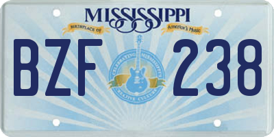 MS license plate BZF238