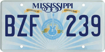 MS license plate BZF239
