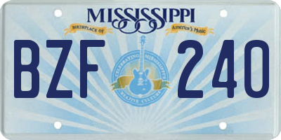 MS license plate BZF240