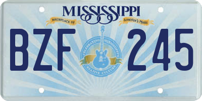 MS license plate BZF245