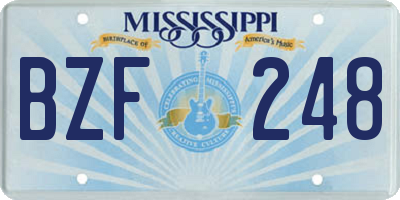 MS license plate BZF248