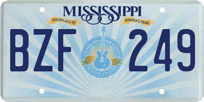 MS license plate BZF249