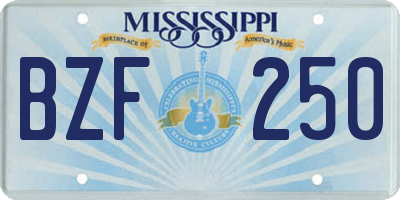 MS license plate BZF250