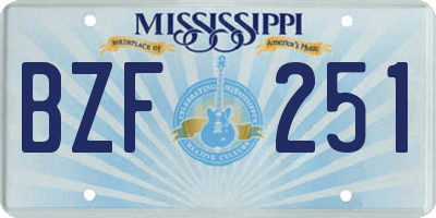 MS license plate BZF251
