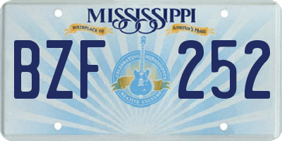 MS license plate BZF252