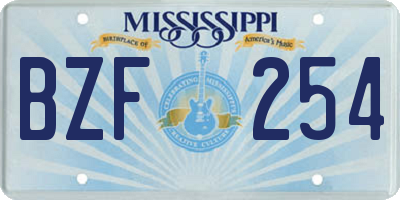 MS license plate BZF254