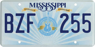 MS license plate BZF255