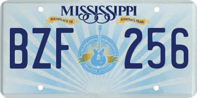 MS license plate BZF256