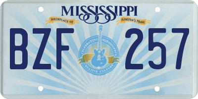 MS license plate BZF257