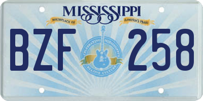 MS license plate BZF258