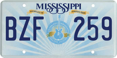 MS license plate BZF259