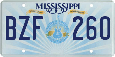 MS license plate BZF260
