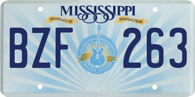 MS license plate BZF263