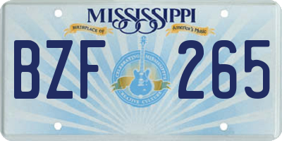 MS license plate BZF265