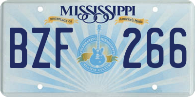 MS license plate BZF266