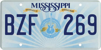 MS license plate BZF269