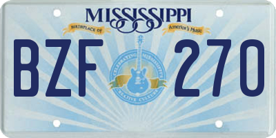 MS license plate BZF270