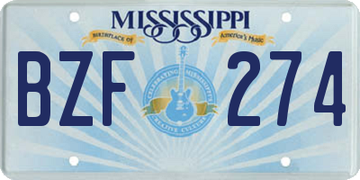 MS license plate BZF274
