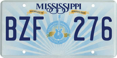 MS license plate BZF276