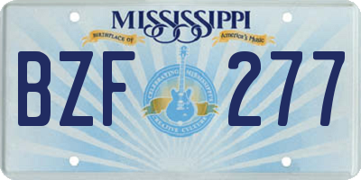 MS license plate BZF277