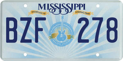 MS license plate BZF278