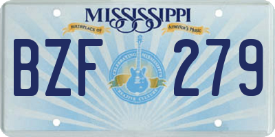 MS license plate BZF279