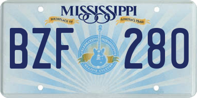MS license plate BZF280
