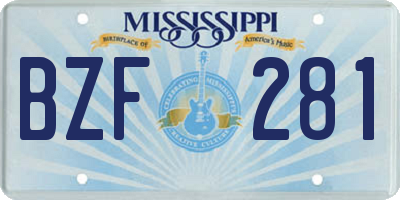 MS license plate BZF281