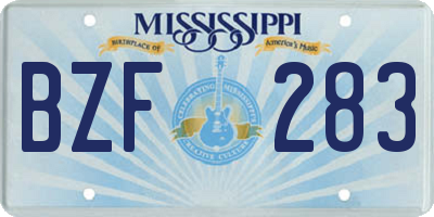 MS license plate BZF283