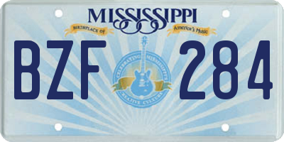 MS license plate BZF284