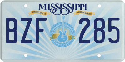 MS license plate BZF285