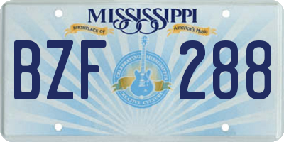 MS license plate BZF288