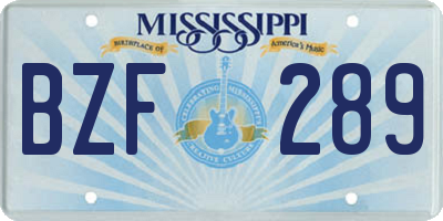 MS license plate BZF289