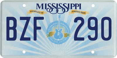 MS license plate BZF290